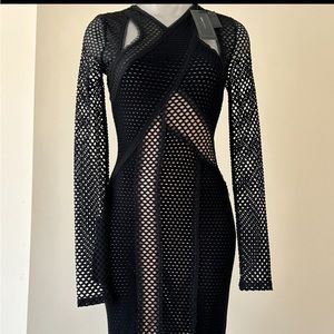 BCBG MAXAZRIA COCKTAIL BLACK MIDI DRESS